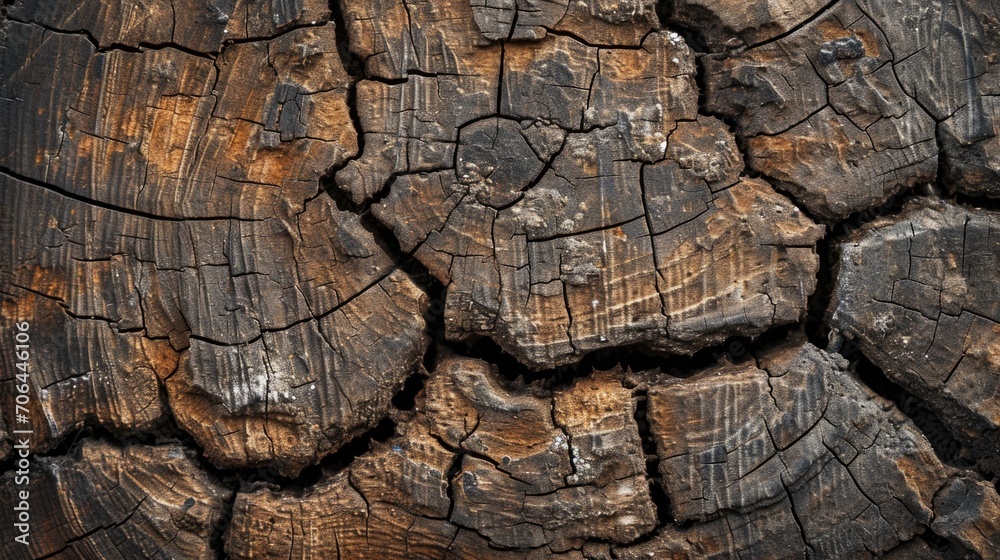 Aufkleber A detailed close-up of the intricate patterns and textures found in a piece of wood. This image can be used to add a natural and rustic touch to various design projects