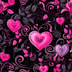 Black & Pink Romantic Seamless Patterns