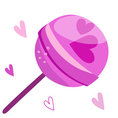 pink caramel lollipop  Valentine's Day. Vector illustration Isolated on white background 2