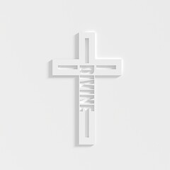 Divine word in the shape of a cross. Christian, religious and church typography concept. Design with christian icon divine. 3D render