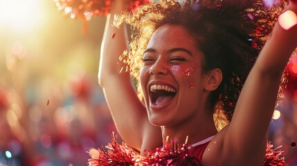 Young woman displaying energy and passion for cheerleading