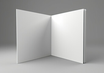 Open White Book on Gray Background, Blank Pages for Writing, Reading, and Creativity