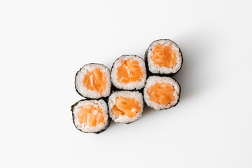 Set of rolls on a gray background. Asian food