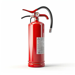 Obraz premium Red Fire Extinguisher on White Background, Safety Equipment for Fire Prevention