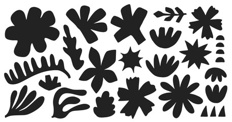 Cut out abstract organic shapes Collage floral set - obrazy, fototapety, plakaty