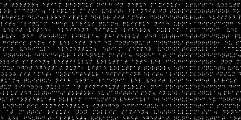 Texture of round holes of braille text on a black background. Seamless pattern of code symbols. International alphabet for the blind.