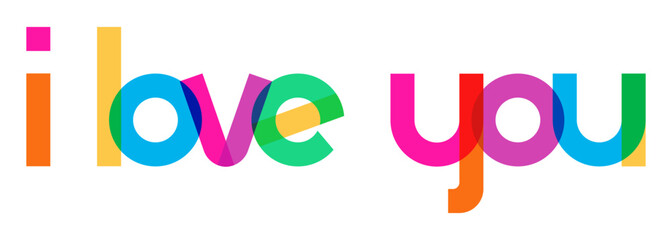 Overlap colorful text. I love you.