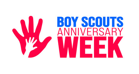 February is Boy Scouts anniversary week background template. Holiday concept. background, banner, placard, card, and poster design template with text inscription and standard color. vector - obrazy, fototapety, plakaty