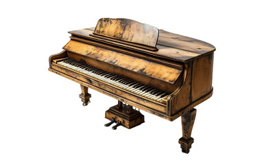 Portraits of an Antique Piano on Transparent Background