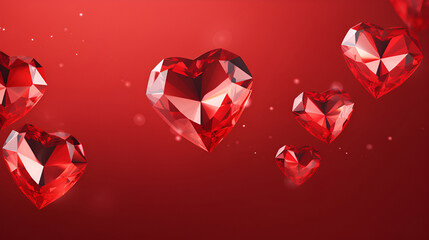Crystals in the shape of a heart on a red background