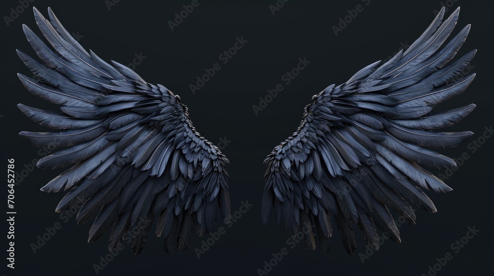 Poster black wings on a dark background. can be used for various concepts and designs