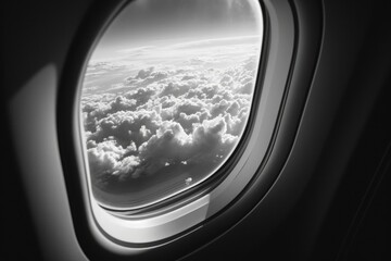 A view from an airplane window showcasing the beautiful clouds. Perfect for travel or aviation-related projects