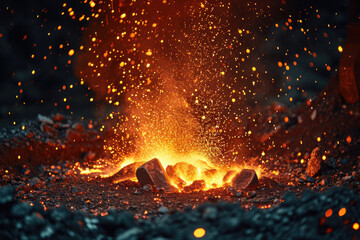 Emission Of Molten Metal And Sparks From A Nickel Smelting Furnace