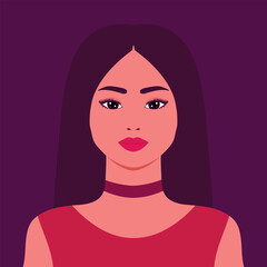 Beautiful woman in choker. Portrait or an avatar of a young girl. Vector illustration