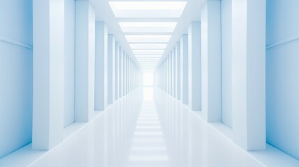 Serene Perspective: Modern Architecture in Empty Hallways with Soft Focus