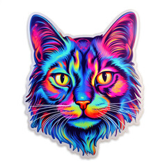 Cat sticker in neon colours, colourful cat