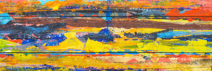 Abstract oil painting background. Oil on wooden texture. Hand drawn oil painting on wood surface.