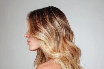 Stunning Balayage Hair Presentation On A Clean White Background