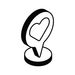 Obraz premium Heart symbol inside location pin showing concept icon of romantic place