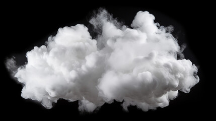Soft White Fluffy Cloud Floating in Serene Atmosphere, Isolated on Black Background - Heavenly Nature Scene for Weather Concepts and Ethereal Beauty