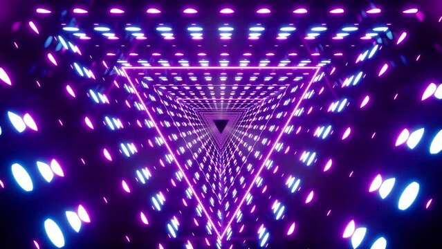 Glowing Neon Lights Triangle Background VJ Loop
