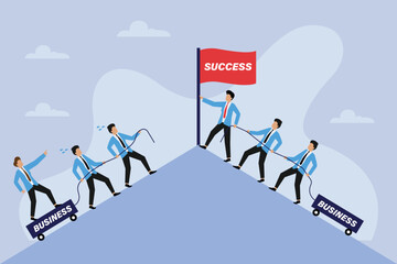 Winning strategy, efficiency, the difference between good leadership and bad leadership 2d flat vector illustration