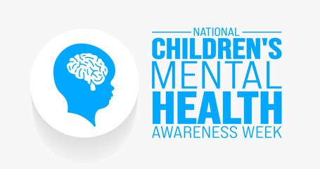 February is National children's mental health awareness week background template. Holiday concept. background, banner, placard, card, and poster design template with text inscription and standard 