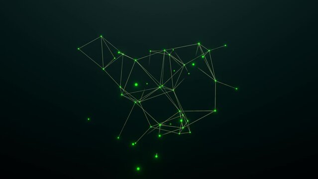 Polygon network in green. Abstract plexus, science, conections, wire, system and digital, geometry.