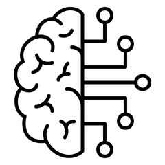 Smart technology icon with brain and electronic circuits