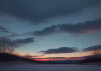 Obraz premium landscape of sunrise during the winter