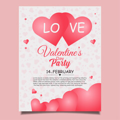 Happy Valentine's Day romantic beautiful party flyer design