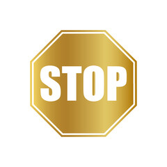 golden stop sign, golden stop icon
