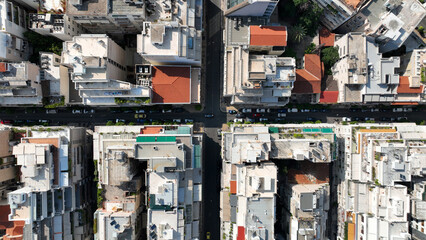 Aerial drone photo of Athens historic centre urban dense cityscape a popular tourist attraction,...