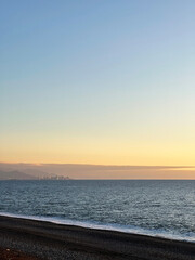 travel to Georgia - beautiful view of Black Sea at sunset in Batumi on autumn evening