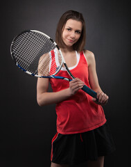 Portrait of sporty teen girl tennis player
