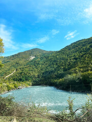 mountain landscape and view, high angle, Georgian nature