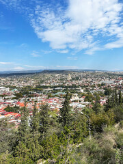 Fototapeta na wymiar Panoramic Top View Of Tbilisi Center, Georgia, Famous Landmarks