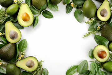 Luscious Green Goodness: Juicy Avocado on a Clean White Background - A Delectable Display of Healthy and Nutrient-Rich Food, Space for Your Text