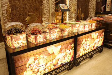 Fruit chaat counter at indian restaurant
