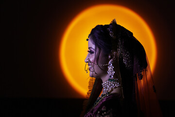 Portrait of indian bride side view