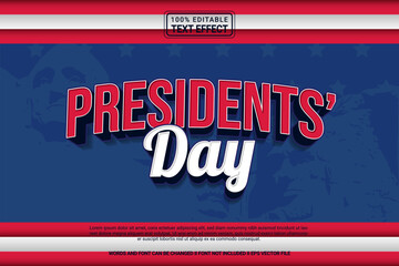 Editable text effect Presidents' day 3d cartoon template stlye modren premium vector