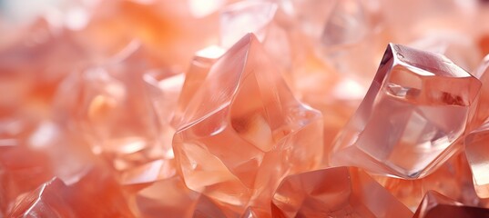 Radiant gemstone crystal close up with intricate pattern and texture in peach fuzz color tones