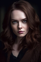 Fototapeta premium Portrait of a beautiful young woman in study, ai generative