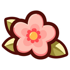 pink blooming cherry blossoms or sakura. minimal flat design. Vector clip art illustration.