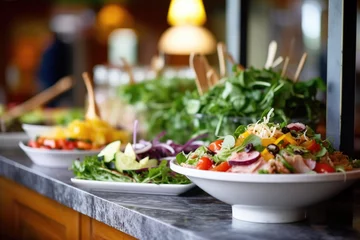 Fotobehang fresh salad bar with assorted toppings © studioworkstock