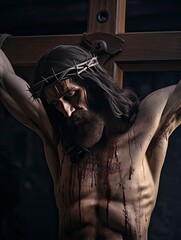 jesus on the cross, realistic, Nikon - generative ai