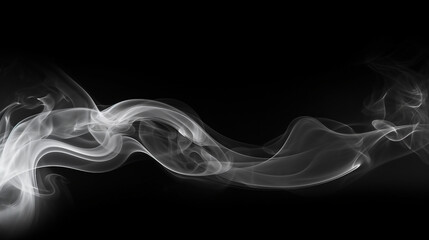 Ethereal White Smoke in Artistic Motion: A Magical Powder Dance on Isolated Black Background - Captivating Abstract Concept