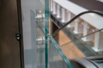 balustrade handrail glass, modern structure, architectural detail, double shatterproof glass