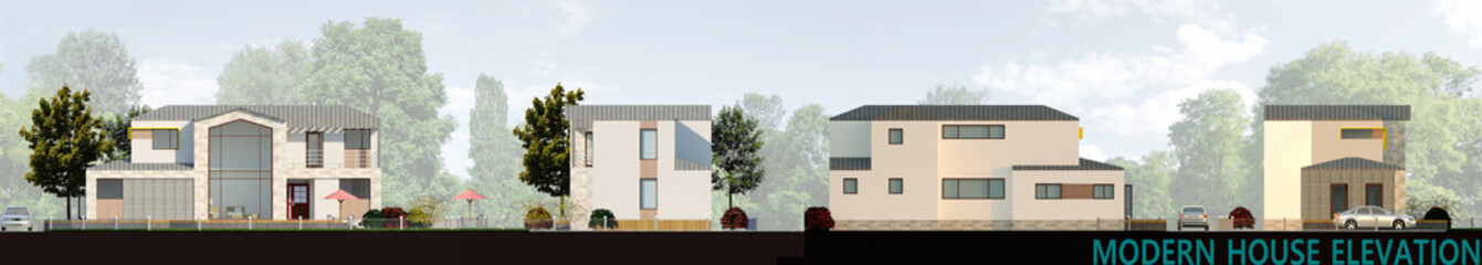 Fototapeta na wymiar city skyline, illustration of modern house facade collection