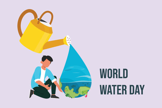 World water day concept. Colored flat vector illustration isolated.
